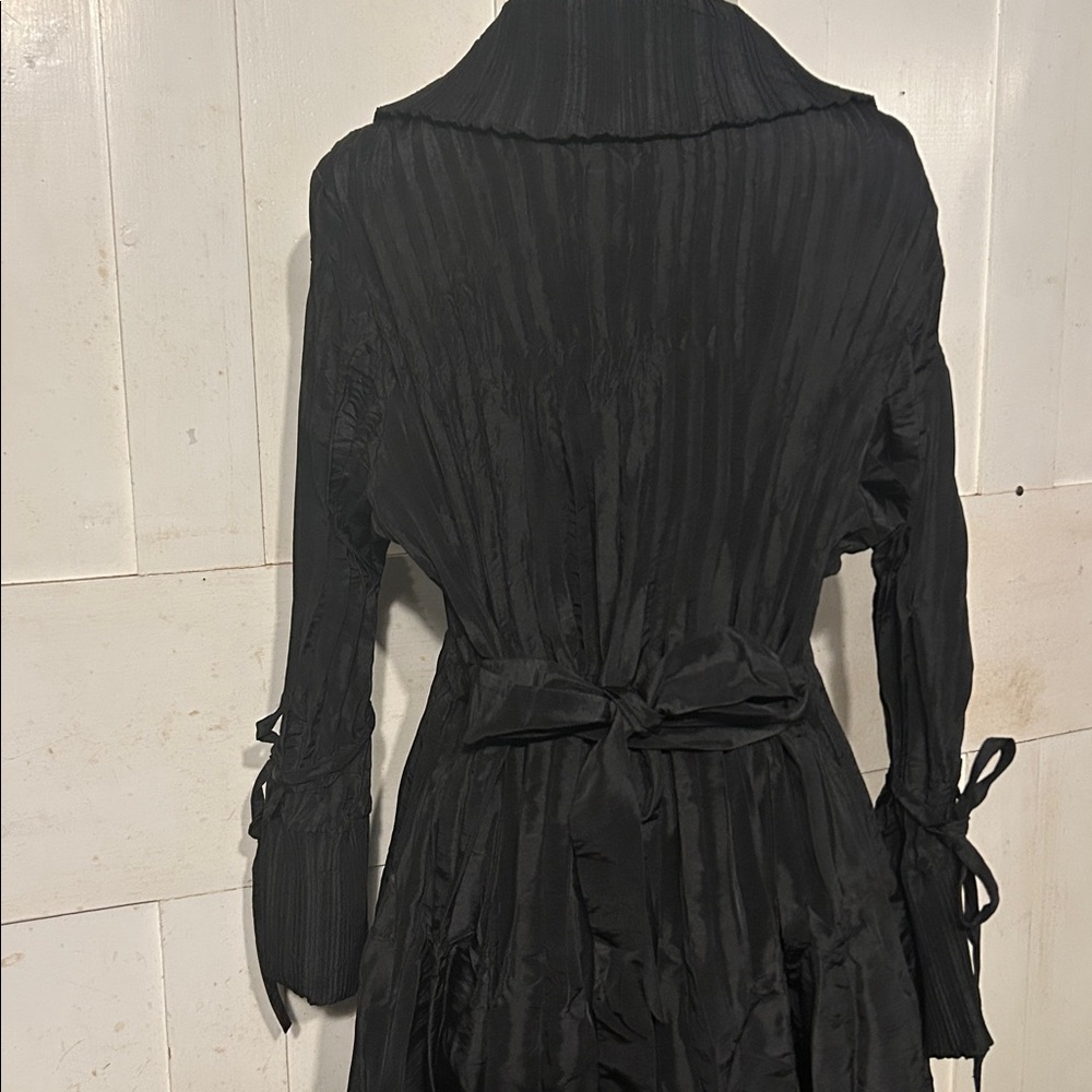 Ex Cond Jerry T Dress Coat Shacket Black Sz XL Crisp Crinkle Metallic Taffeta - Picture 11 of 16